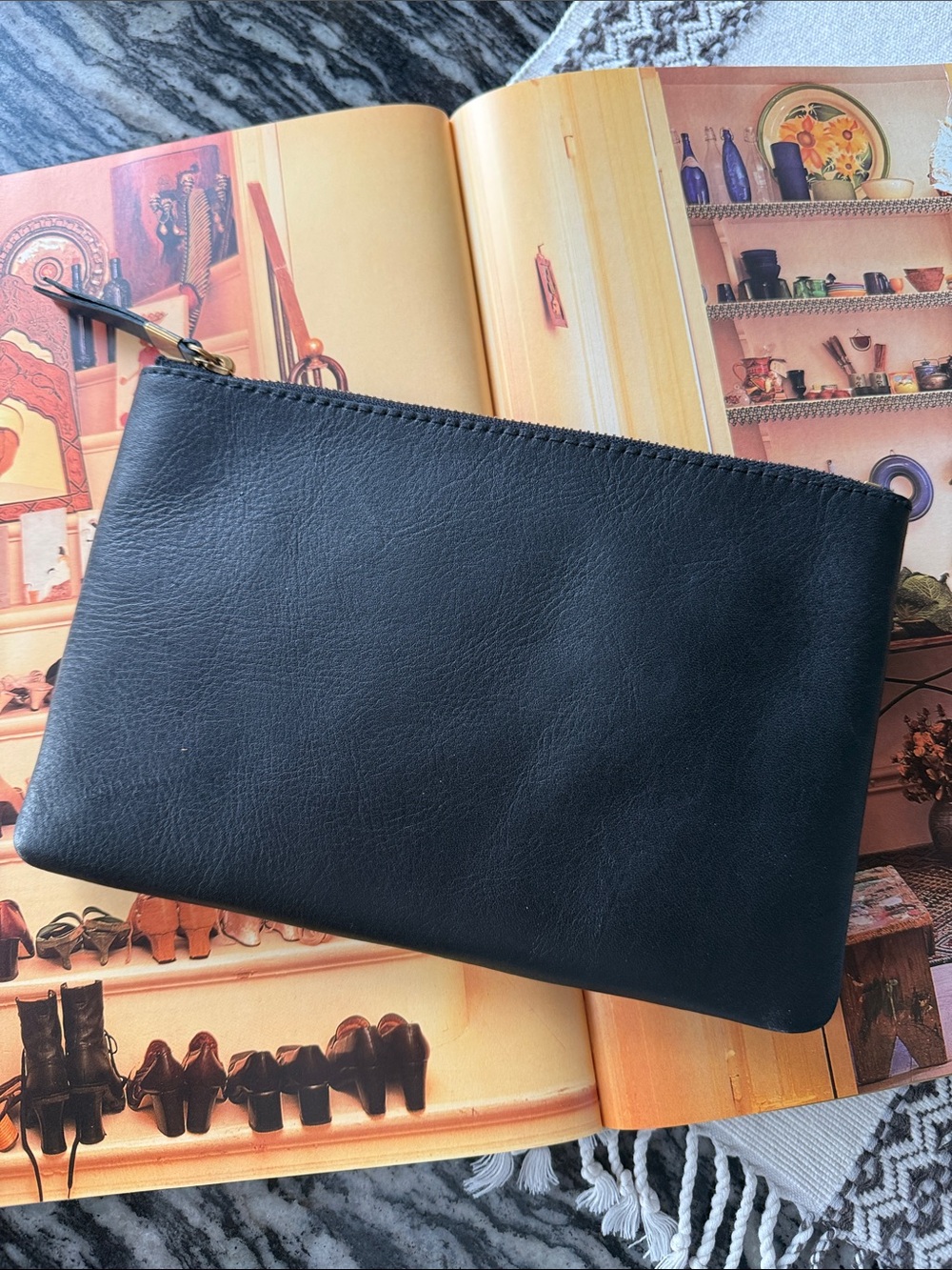 NWT Madewell Leather pouch wallet clutch Black F6966
